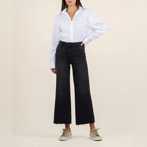 KUT From The Kloth Meg High Rise Wide Leg Black Sz 4 NWT Boho Minimalist